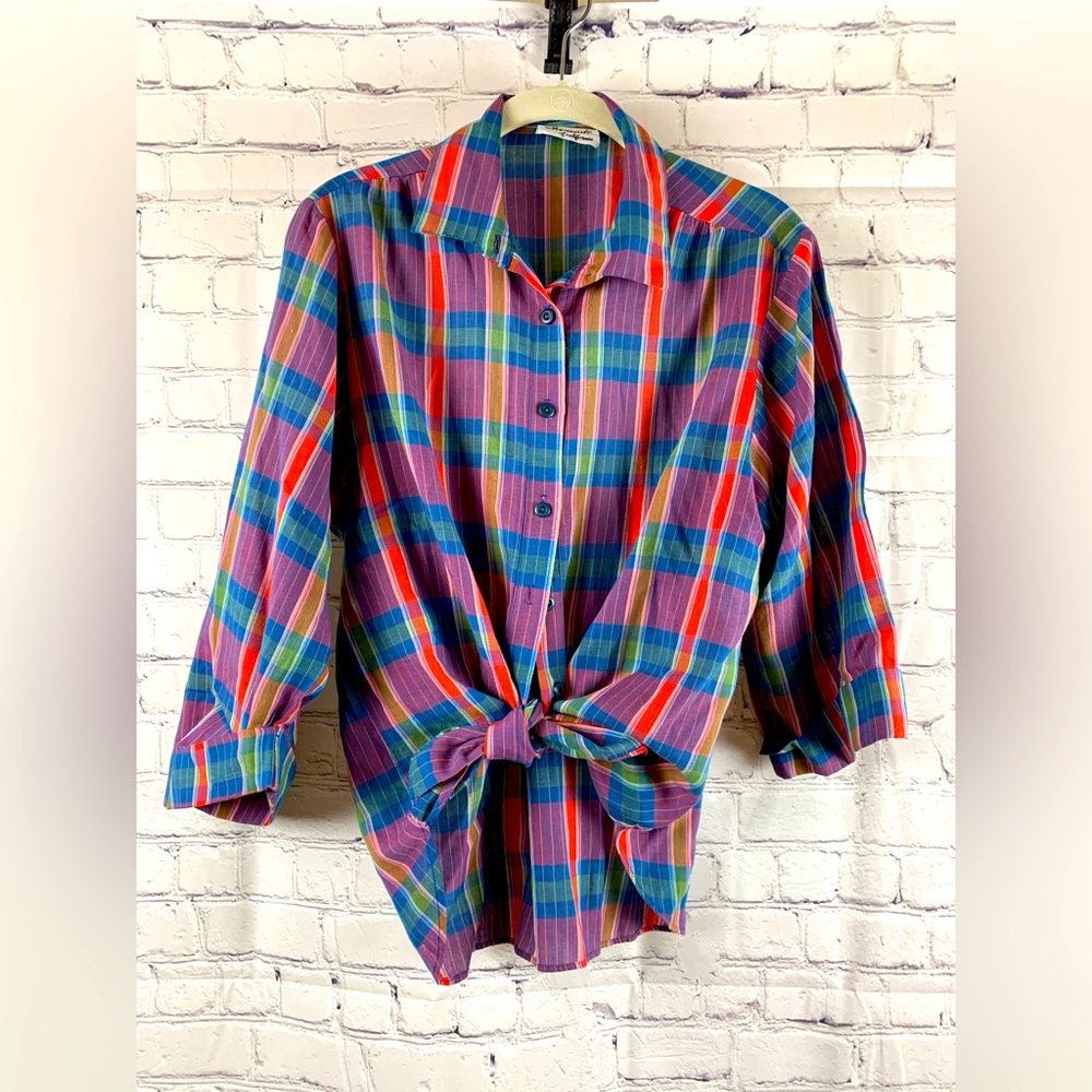 VINTAGE ALAMODE OF CALIFORNIA Blouse Short Sleeves Multicolored Buttondown